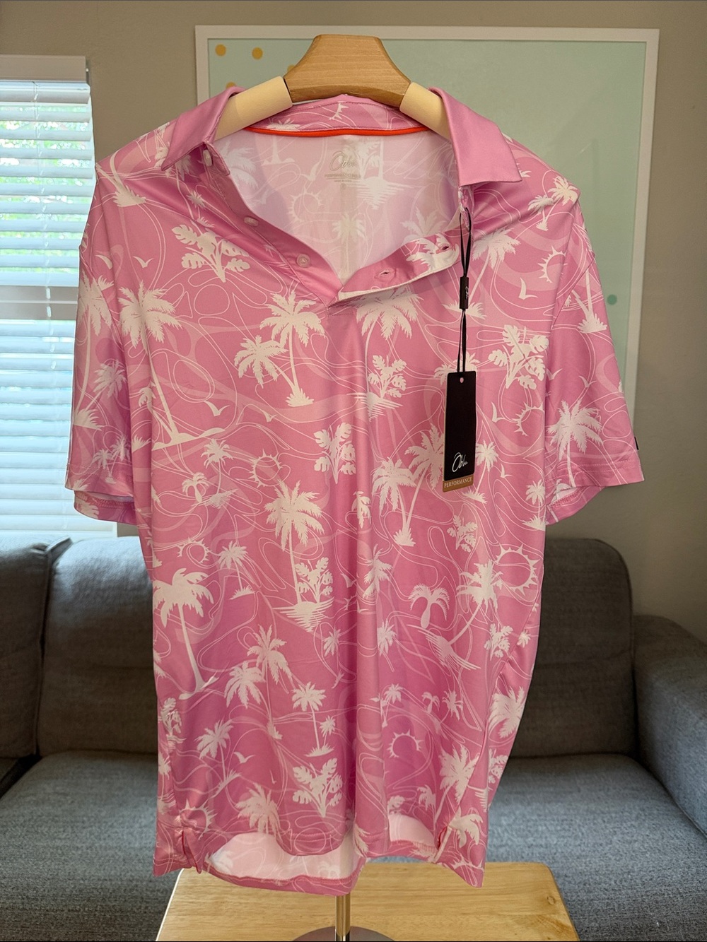 Men's Pink Palm-Print Polo by Chaps